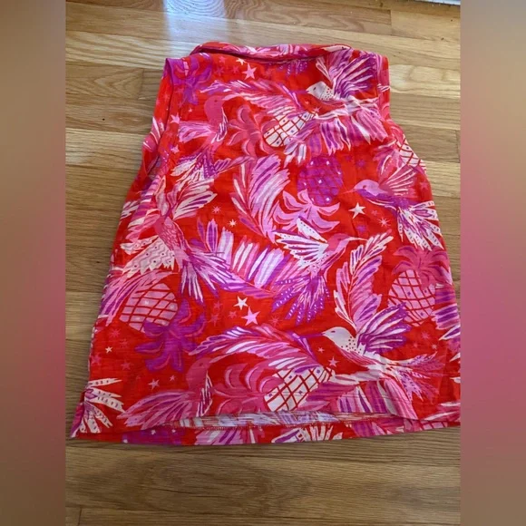 Sigrid Olsen Red and Pink Tropical Print Tunic - Picture 3 of 3